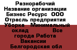 Разнорабочий › Название организации ­ Бизнес Ресурс, ООО › Отрасль предприятия ­ Уборка › Минимальный оклад ­ 22 000 - Все города Работа » Вакансии   . Белгородская обл.